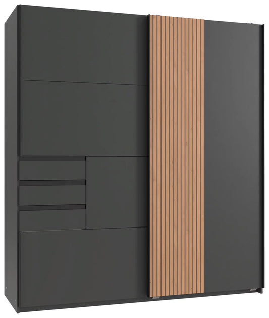 Skriňa s posuvnými dvermi COBURG dub Artisan/grafit 180