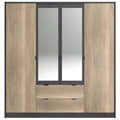 Armoire 4 porte(s) battante TORONTO coloris Imitation chêne authentic et steam black largeur 187.6 cm
